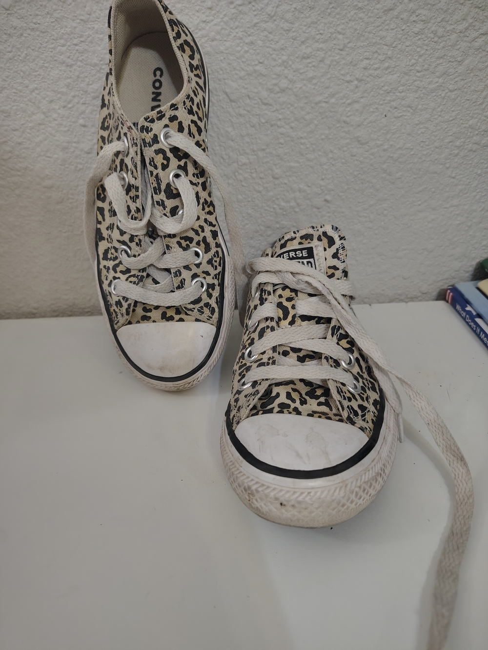 Converse All Star Leopard Print Low Top Sneakers Girls Size 1 Lace Up Shoes